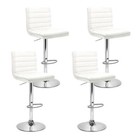 NNEDSZ Set of 4 PU Leather Lined Pattern Bar Stools- White and Chrome