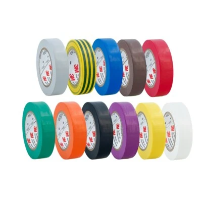 3M ELECTRICAL PRODUCTS (0,15€/1m) Isolierband schwarz 3M VDE 15mm 10 m Elektro Temflex 165 auto kfz rot