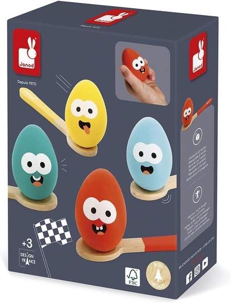 Janod Holz Ei Und LöFfel Rennen Spiel Neu In Der Box 3+ Lernspielzeug-image