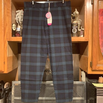 Castaway Nantucket Ankle Capri Stretch Twill Tartan Black Green Plaid NWT SZ 12