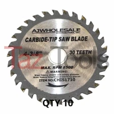 10pc Saw Blade 4-3/8" 30T Carbide Tipped Wood Cutting Circular Saw 3/4-5/8 Arbor
