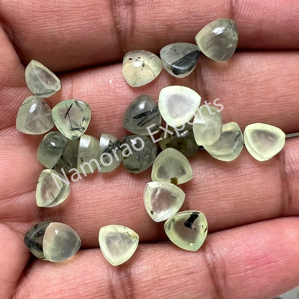 Lote de piedras preciosas sueltas de cabujón de 6x6 mm a 20x20 mm de prehnita natural Foto 3 de 4