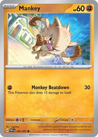 Pokemon Mankey (45/245) Paldean Fates NM REVERSE HOLO