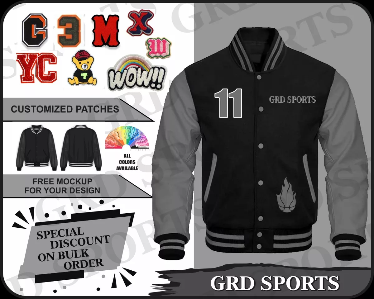 Customized Varsity Letterman Baseball Jacket Custom Embroidery&Chenille  Patches