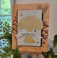 STAMPIN UP CARD KIT -WHEAT THINKING OF YOU   Makes 4- Set  #FA.101