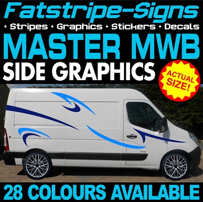 passend für RENAULT MASTER MWB L2 GRAFIK AUFKLEBER STREIFEN DECALS DAY VAN CAMPER