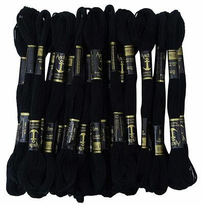Anchor Threads Cross Stitch Stranded Cotton Thread Floss Hand Embroidery Black