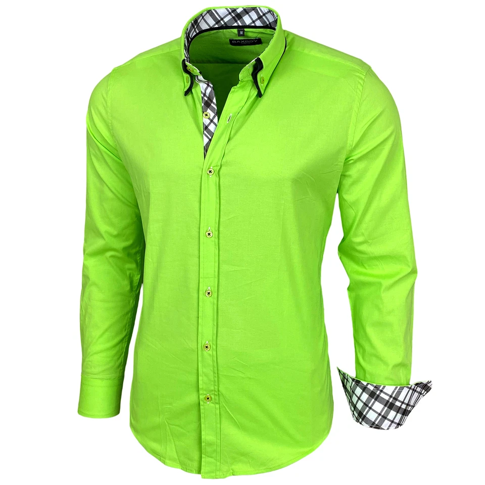Baxboy Herren Hemd Bügelleicht Kentkragen Hemden Slim Fit Anzug Kontrasten B 507 - Bild 1 von 1