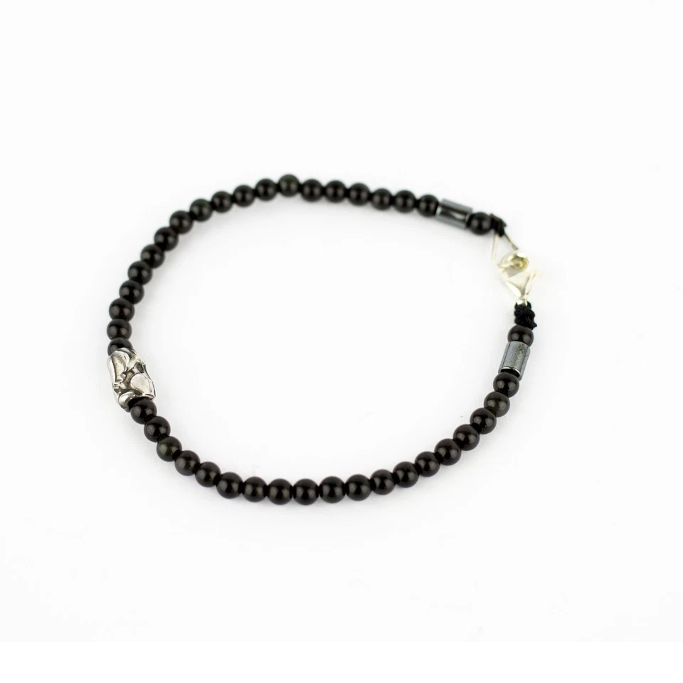 Pulsera Obsidiana Arco Iris Vidrio Volcánico Roca Hecha en Italia Foto 2 de 2