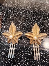 Vintage Gold tone Flower Hairpins- Featuring a Faux Pearl Center-Exceptional