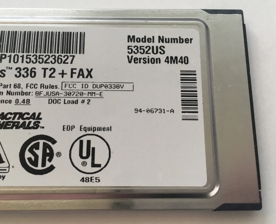 Practical Peripherals - Pro Class 366 V.34 Data/Fax Modem Model 5352US Ver. 4M40 - Image 3 of 3