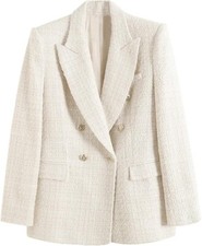 Women's Casual Business Double Breasted Blazer Work Long Sleeve Notch Lapel