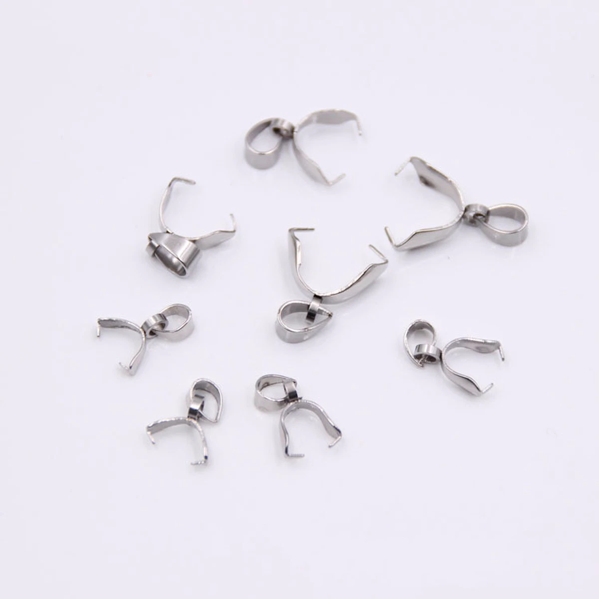 20pcs Stainless Steel Charms Pendant Clip Clasps Pinch Bail Clip for  Necklace Pendant Connector DIY Jewelry