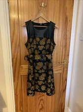 Black & Gold Ladies Brocade Evening Cocktail Dress By Beloved Lulu & M