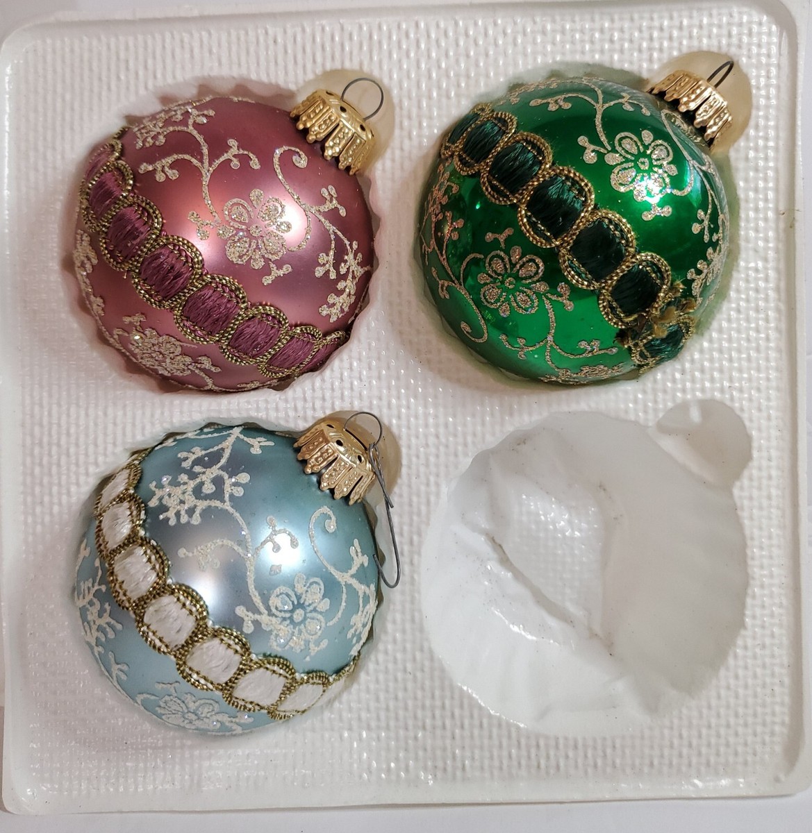 Vintage Christmas by Krebs Hand Decorated Glass Ornaments Lot of