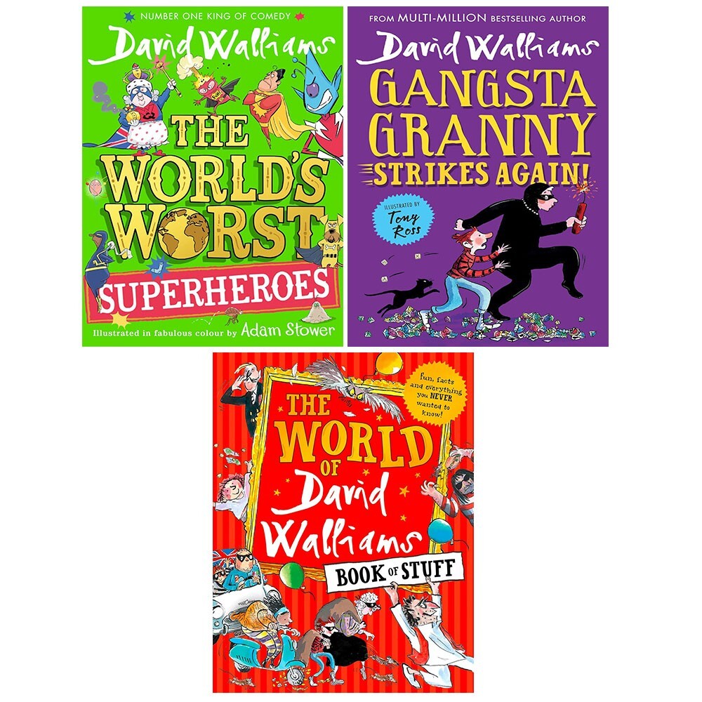David Walliams 3 Books Set World’s Worst Superheroes,Gangsta Granny StrikesAgain