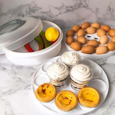 Portable Pie Cupcake Carrier with Lid and Tray 3-In-1 round Cupcake Container...