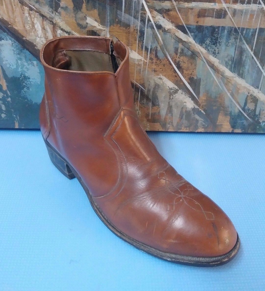 靴 1970s Unknown Side zip up Boots Size 8.5 Vintage Unknown Brown Leather Side Zip Ankle Boots 9.5 | eBay