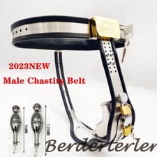 Stainless Steel Male Chastity Belt Pants Removable Plug Cage Chastity Devices