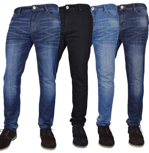 PANTALONI DENIM FLEX SKINNY JEANS STRETCH SLIM FIT DA UOMO TUTTI IN VITA E LUNGHEZZA - Foto 1 di 11