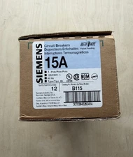 BOX  Of 12 x B115 Siemens BL Type 1 pole 15 amp 120v Bolt On Circuit Breaker NEW