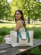 Premium Large Whole Foods Market Canvas Tote. With Snaps And Zipper.