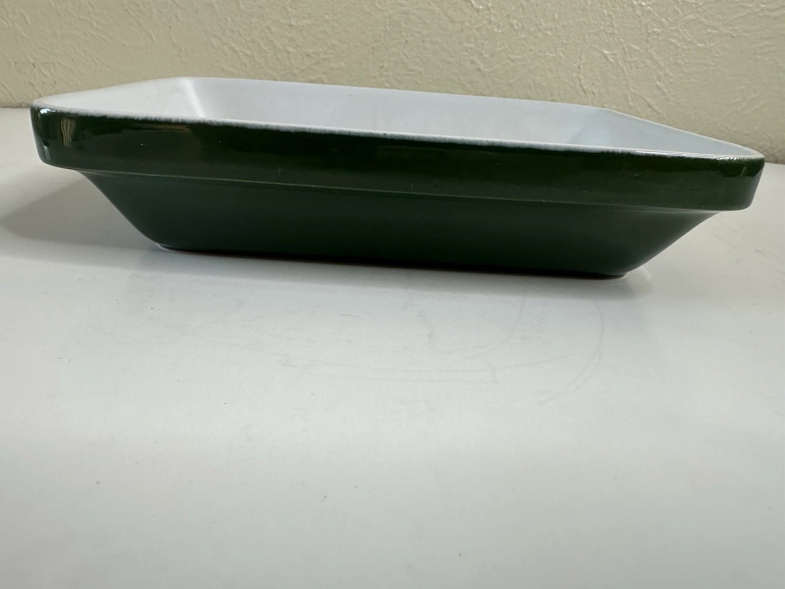 Emile Henry Stoneware Baking Dish France 19.09 DC7 Green/White