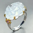 Unique ring 25 ct+ Natural Aquamarine Ring 925 Sterling Silver Size 7.5 /R453670