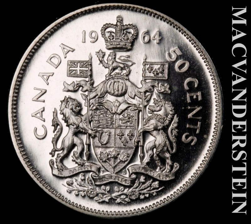 Canada: 1964 Silver Fifty Cents - Choice Gem Brilliant Unc  Proof-Like  #L964