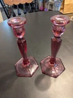 Fenton Pink Candle Sticks