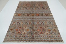 6x8 ft Gray Khorjin Afghan Hand Knotted Wool Oriental Rug
