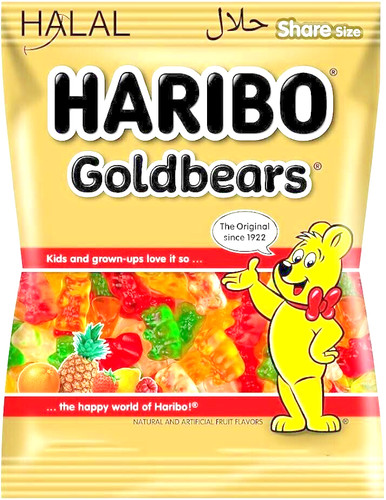 Caramelo de goma Haribo Original GoldBears 160 g = 5,64 oz bolsa de deliciosos osos halal
