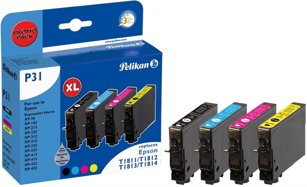 PELIKAN P31 Epson T1816 Pack 1 schwarz 3 Farben Druckerpatrone #1907013