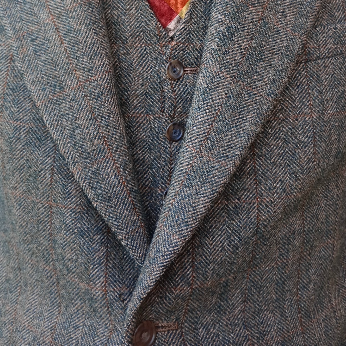 Men Vintage Tweed Herringbone Suits Checked Business Single Breasted Groom Prom image 3