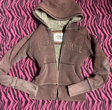 Abercrombie Fitch Faux Fur Y2K Brown Hoodie Size Large