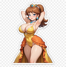 Anime Waifu Sticker Princess Daisy Weatherproof 3" 6" Vinyl Decal
