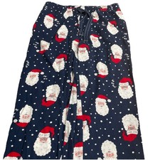 Old Navy Mid Rise Size S Flannel Pajama Lounge Pants Blue Santa Claus Christmas