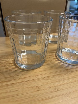 4 Circleware Optic Block Whisky Double Old Fashioned 9oz Glasses Retro MCM