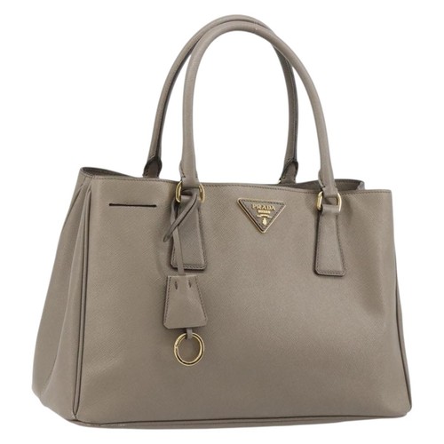 PRADA Galleria Hand Bag Safiano leather Gray Gold Auth yk20395A