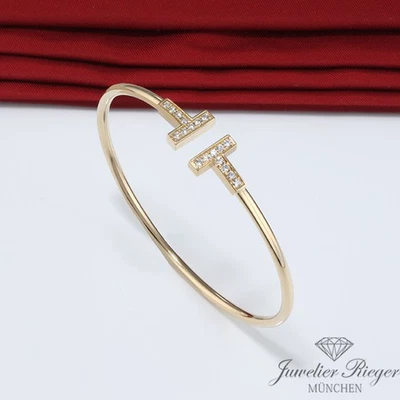 Tiffany & Co. T Wire Armreif Gelbgold 750 Größe Small Diamanten Brillanten - Bild 1 von 4