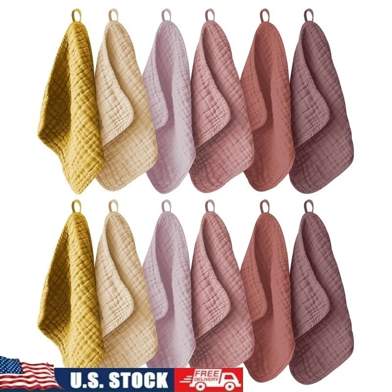 Ultra Soft Baby Washcloths 100 Cotton Absorbent Durable Versatile 12 Pack New