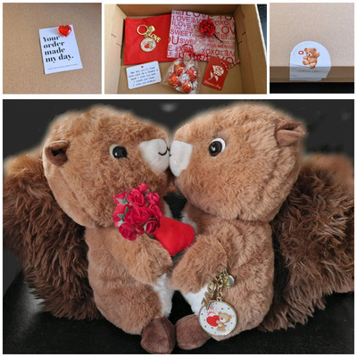Flauschiger Teddybär EICHHÖRNCHEN ''I'M NUTS ABOUT YOU'' süß Konvolut Geschenkbox Valentinstag
