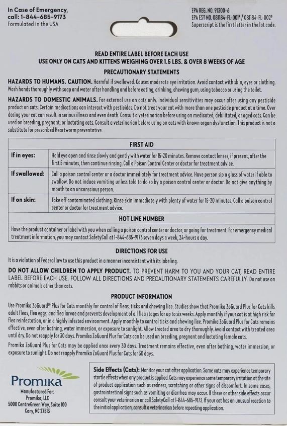 ZoGuard Preventative Flea Treatment for Cats & Kittens 1.5lb+ (6 Month Supply) - Thumbnail 9