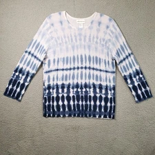 Alfred Dunner Sweater Size Large Blue Ombre Tie Dye Cotton Pullover Casual Boho