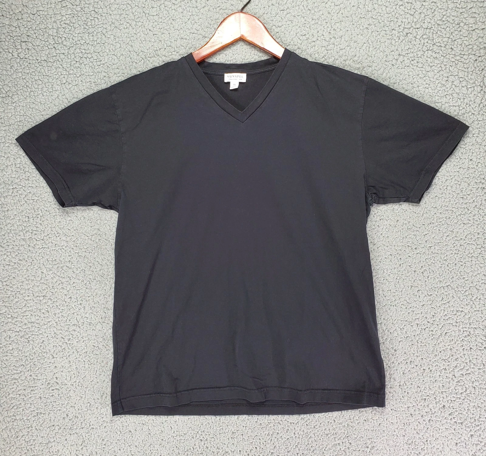 Sunspel Classic V Neck T Shirt Mens XL Fits M Black Blank Luxury Premium Tee