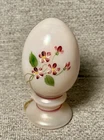 Fenton Glass Iridescent Pink Egg Original Label Hand Painted Signed A.Farley