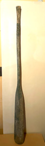 Old Green Wooden Canoe Boat Oar Paddle w/ Unbelievable Country Repair