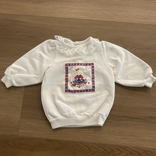 VTG)Play Condition)OshKosh B'gosh White Sweatshirt Girl’s Size 18M