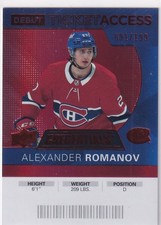 20/21 UD CREDENTIALS ALEXANDER ROMANOV DEBUT RED RC ROOKIE PARALLEL /199 #141