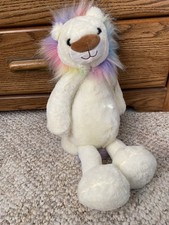 FAO Schwarz Dreamies Cream LION Plush Sparkly Rainbow Mane Tail Stuffed Animal